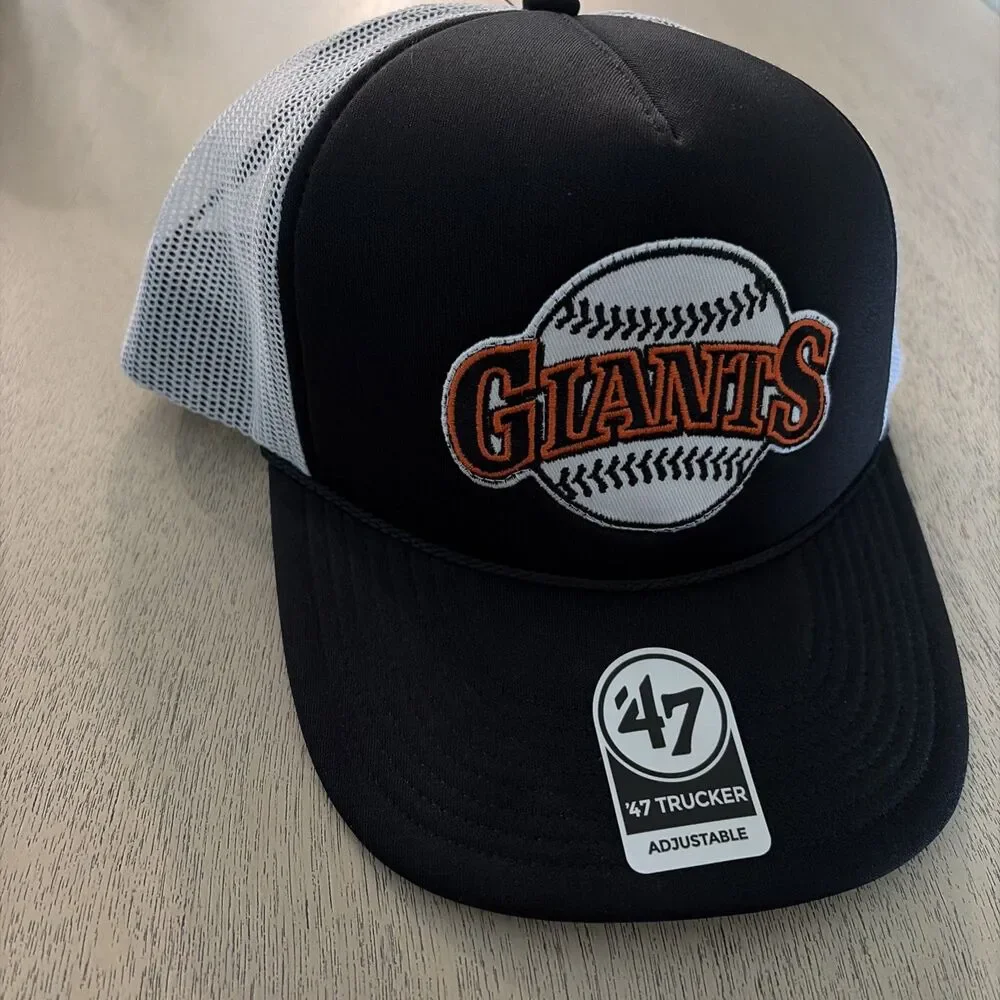 San Francisco Giants New '47 Trucker Black White Mesh Adjustable Dad Golf Hat